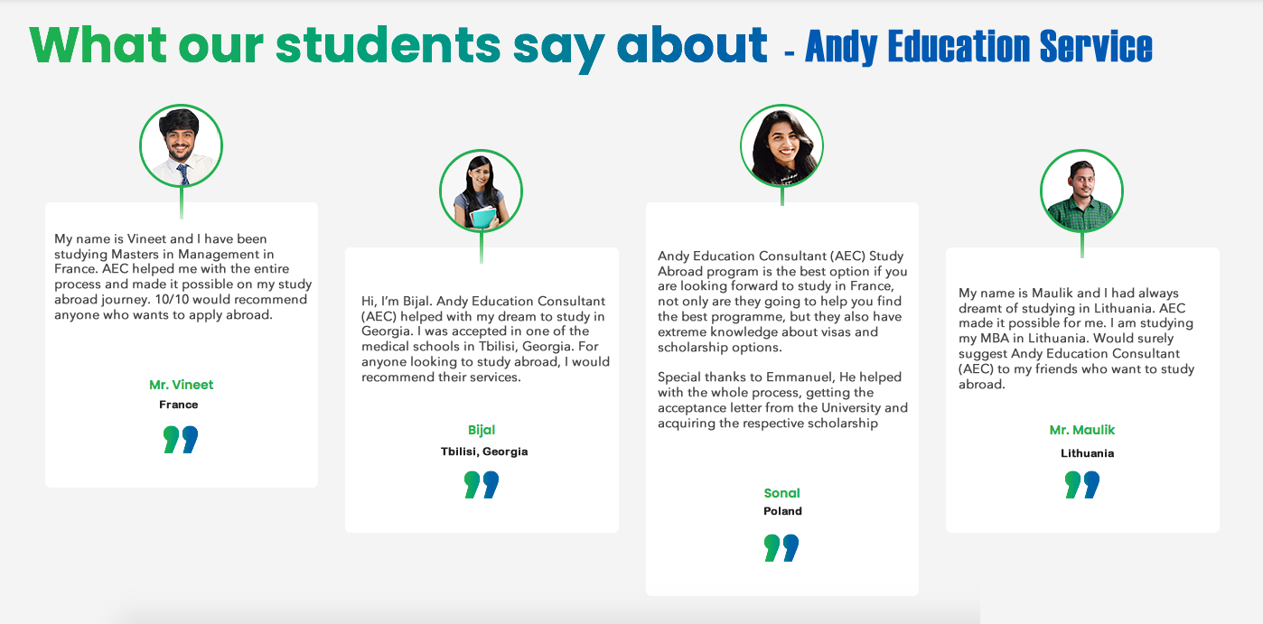 Andy Education Consultant Testimonials